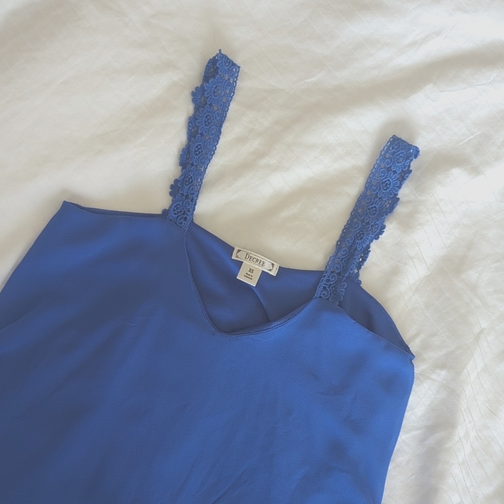 Decree Royal Blue Simple Flowy Loose Tank Top XS